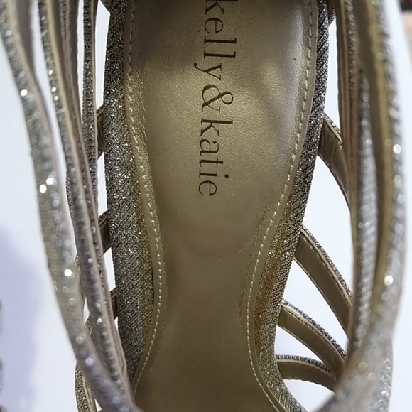 Kelly & Katie Gold/Silver Strappy Sparkle Heels - Picture 6 of 11